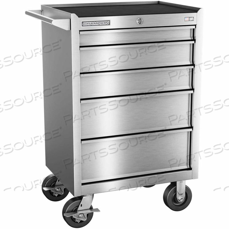 CHAMPION FMPRO STAINLESS STEEL 27"WX20"DX42-1/2"H 5 DRAWER ROLLER CABINET by Independent Design Inc