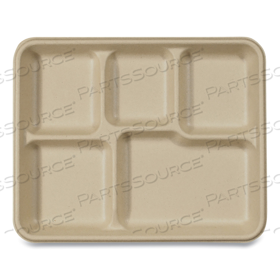 FIBER TRAYS, SCHOOL TRAY, 5-COMPARTMENTS, 8.5 X 10.5 X 1, NATURAL, PAPER, 400/CARTON 