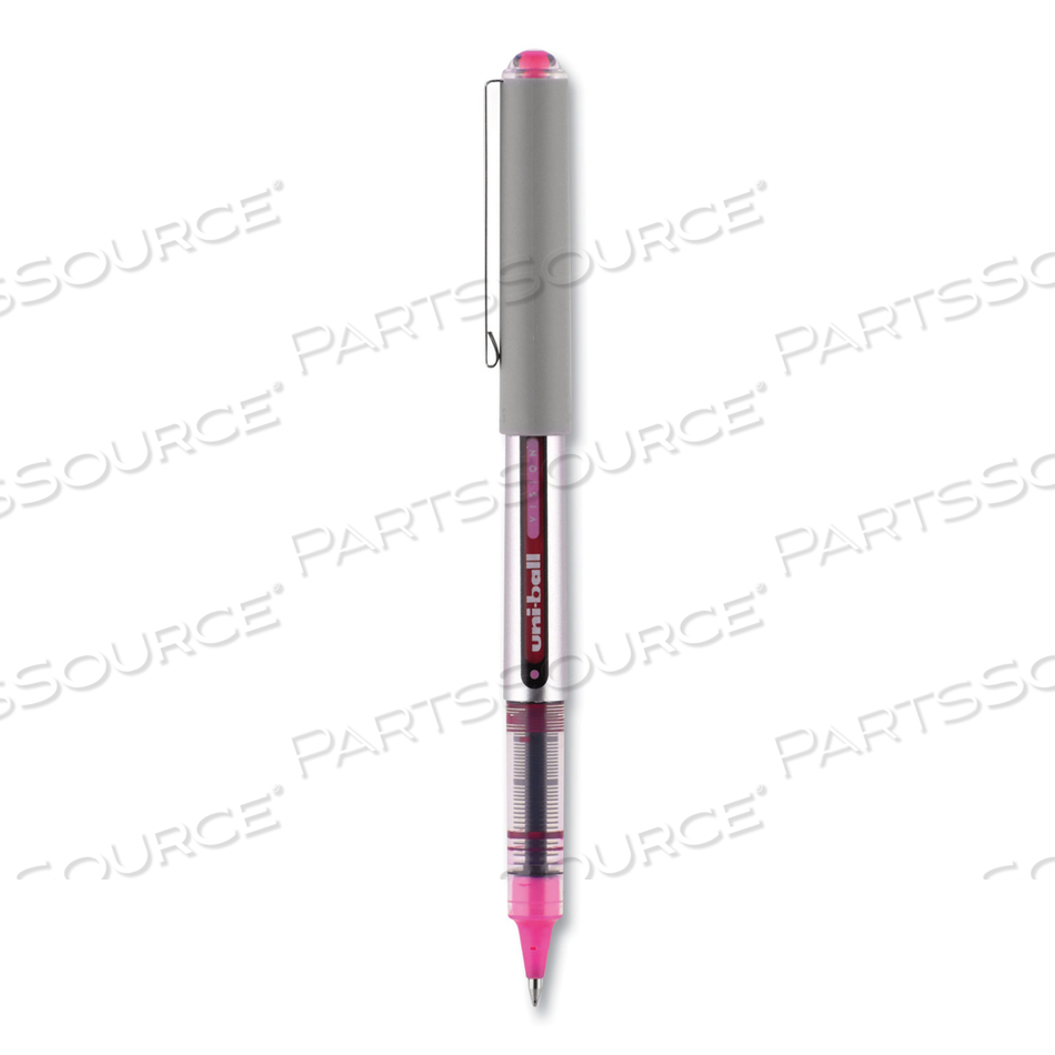 VISION ROLLER BALL PEN, STICK, FINE 0.7 MM, PASSION PINK INK, GRAY BARREL, DOZEN 