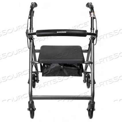 4-WHEEL ROLLATOR, 6 IN. WHEEL, 32 - 37 IN. HANDLE, SILVER, 300 LBS, ALUMINUM FRAME by McKesson 4-WHEEL ROLLATOR, 6 IN. WHEEL, 32 - 37 IN. HANDLE, SILVER, 300 LBS, ALUMINUM FRAME by McKesson