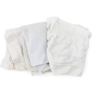 RECLAIMED SWEATSHIRT/FLEECE RAGS, WHITE, 25 LBS. by Hospeco