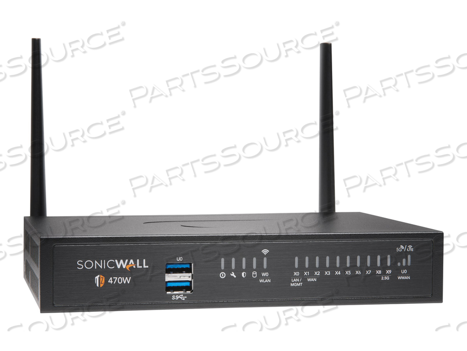 TZ470W, ESSENTIAL EDITION, SECURITY APPLIANCE, GIGE, 2.5 GIGE, WI-FI 5, 2.4 GHZ, 5 GHZ, SONICWALL SECURE UPGRADE PLUS PROGRAM (3 YEARS OPTIO by Sonicwall