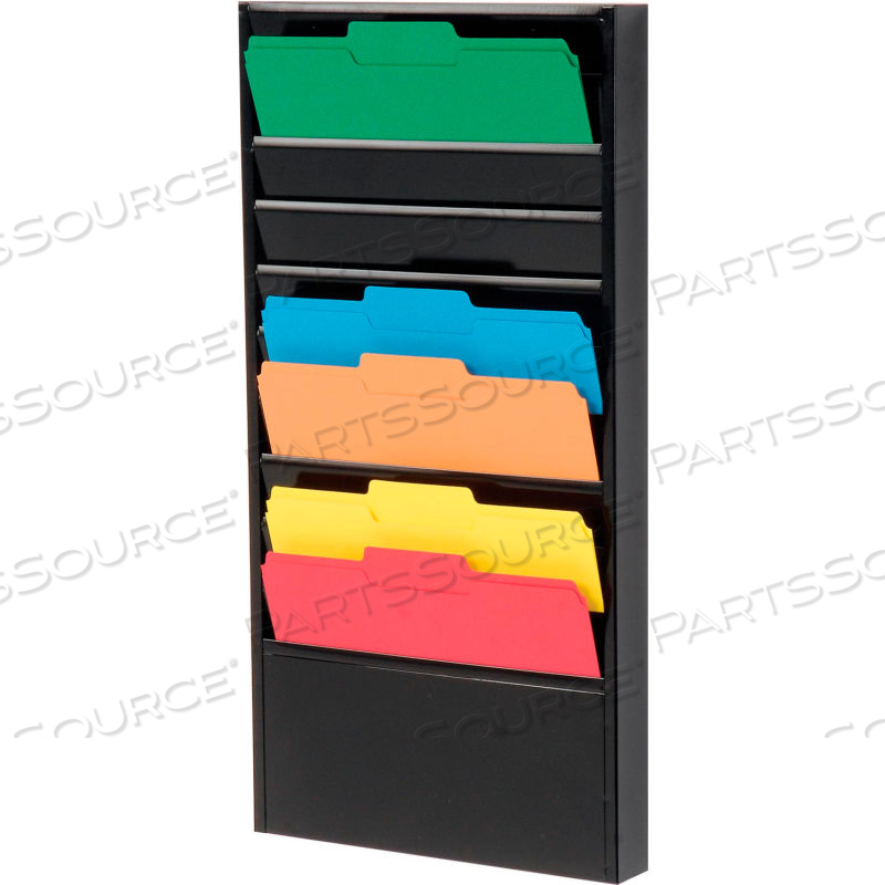 10 POCKETS - MEDICAL CHART HANGING WALL FILE HOLDER - BLACK by Approved Vendor