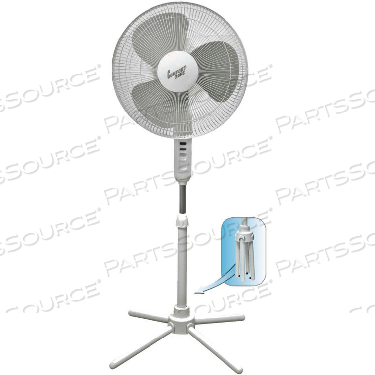 3-SPEED ADJUSTABLE 16 IN OSCILLATING PEDESTAL FAN, WHITE 