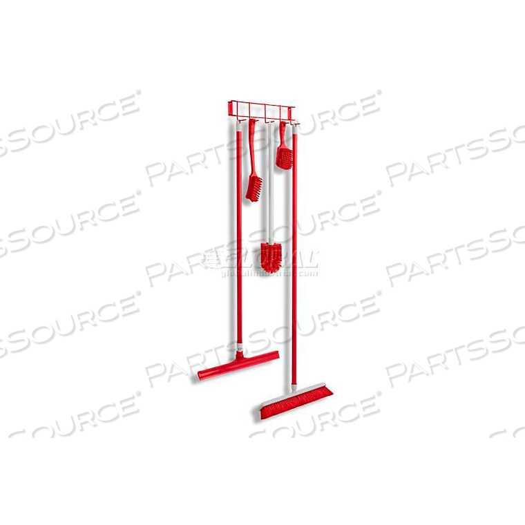 UTILITY/SANITATION HOOK RACK, RED, 17-1/4", 5 HOOKS by Horizon Mfg Enterprises, Inc