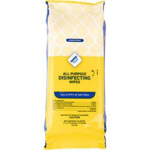 WIPESPLUS ALL PURPOSE DISINFECTING WIPES, 7" X 7", LEMON SCENT, 60 WIPES/PACKET by Nuvik USA Inc