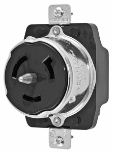 CALIFORNIA STYLE SINGLE LOCKING RECEPTACLE, 50A, 250V, 2P, 3W, BLACK, NON-NEMA by Cooper Wiring Devices