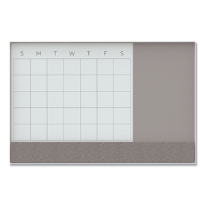 3N1 MAGNETIC GLASS DRY ERASE COMBO BOARD, 48 X 36, MONTH VIEW, WHITE SURFACE AND FRAME by U Brands