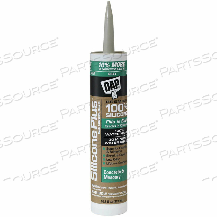 SILICONE PLUS PREM CONCRETE&MASONRY SILICONE RUBBER SEALANT-10.8OZ, GRAY- 