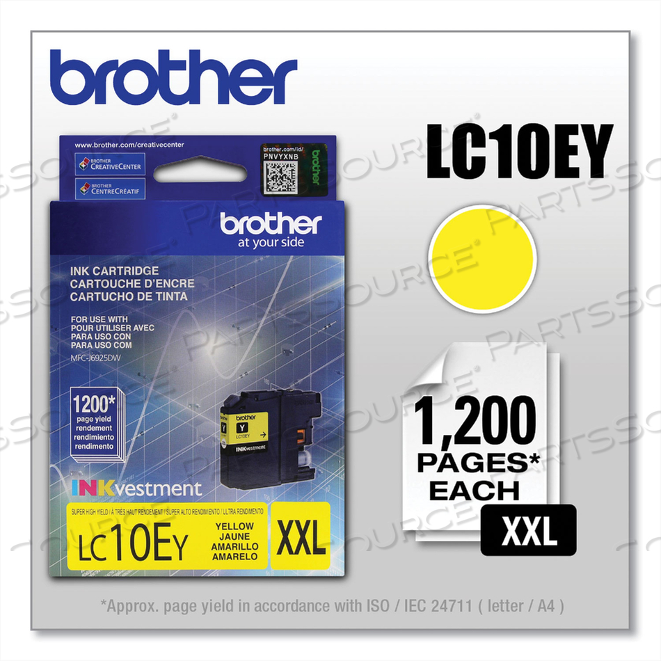 LC10EY INKVESTMENT SUPER HIGH-YIELD INK, 1,200 PAGE-YIELD, YELLOW by Brother