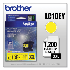 BROTHER LC10EY - SUPER HIGH YIELD - YELLOW - ORIGINAL - INK CARTRIDGE - FOR BROTHER DCP-155, 330, 350, 750, MFC-460, 480, 5860, 630, 650, 850, 860, 870, 880 by Brother
