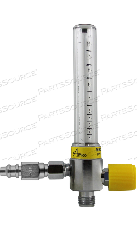 CHROME FLOWMETER, 0 TO 15 LPM, 50 PSI, AIR, POLYCARBONATE, +/-0.25 TO 0.5 LPM, 70 DEG F by Precision Medical, Inc. CHROME FLOWMETER, 0 TO 15 LPM, 50 PSI, AIR, POLYCARBONATE, +/-0.25 TO 0.5 LPM, 70 DEG F by Precision Medical, Inc.