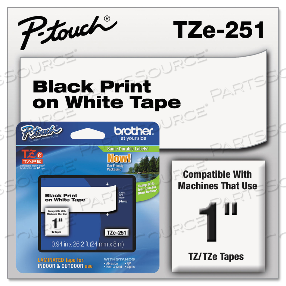 TZE STANDARD ADHESIVE LAMINATED LABELING TAPE, 0.94" X 26.2 FT, BLACK ON WHITE by Brother TZE STANDARD ADHESIVE LAMINATED LABELING TAPE, 0.94" X 26.2 FT, BLACK ON WHITE by Brother