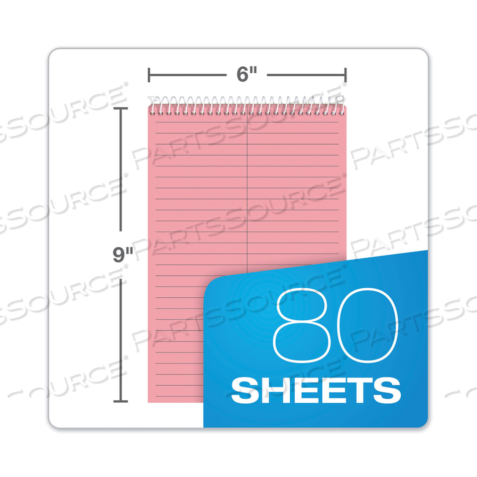PRISM STENO PADS, GREGG RULE, PINK COVER, 80 PINK 6 X 9 SHEETS by Tops