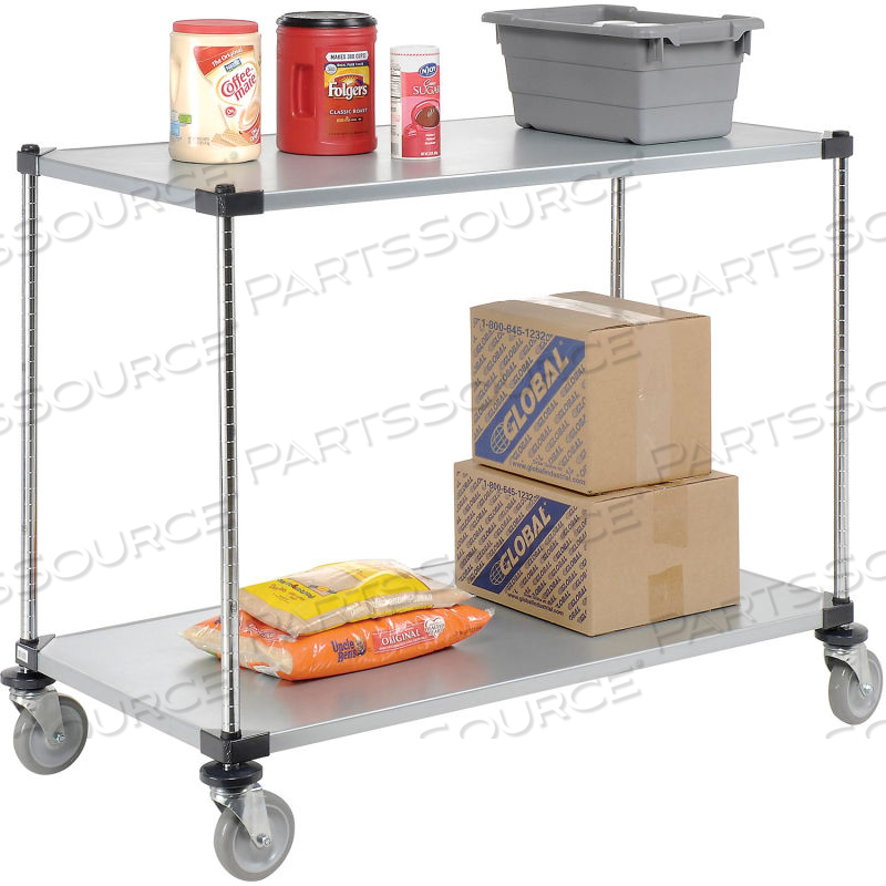 NEXEL ADJUSTABLE SOLID GALVANIZED SHELF CART 48X24 2 SHELVES 800 LB. CAP 