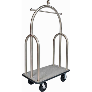 HD TRIDENT BELLMAN CART STAINLESS, GRAY CARPET, BLACK BUMPER, 8" SEMI-PNEUMATIC by CSL