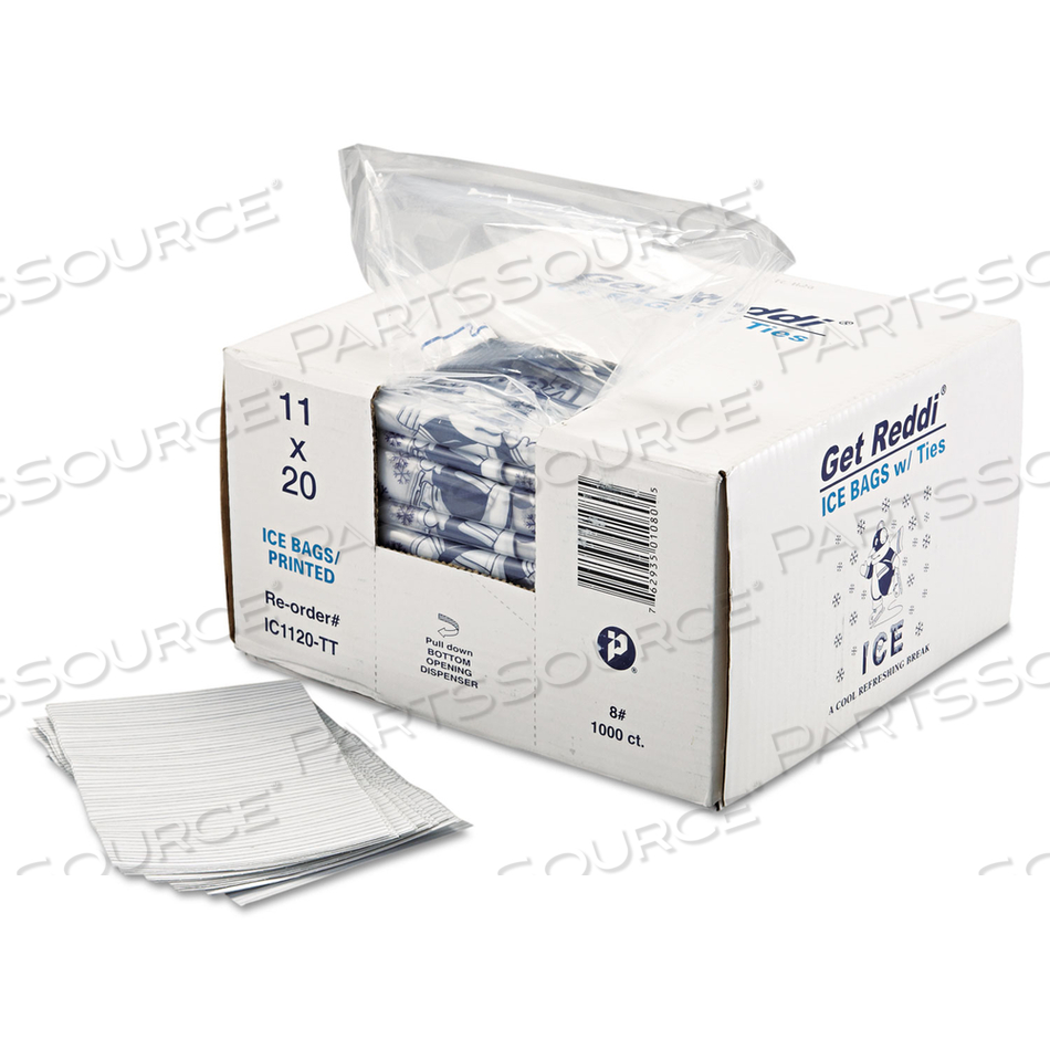 ICE BAGS, 1.5 MIL, 11" X 20", CLEAR by Inteplast Group ICE BAGS, 1.5 MIL, 11" X 20", CLEAR by Inteplast Group
