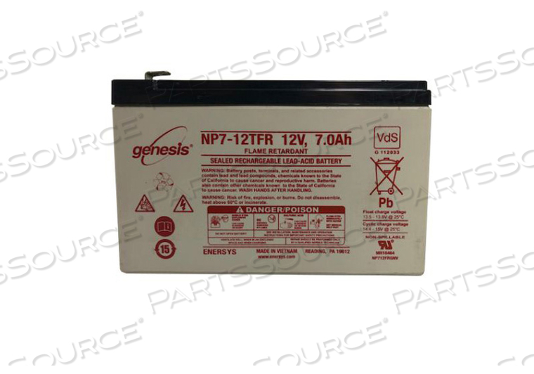 BATTERY, SEALED LEAD ACID, 12V, 7.0 AH, 0.250 IN FASTON by ENERSYS