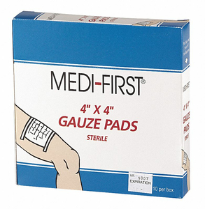 GAUZE PAD COTTON BLEND GAUZE PK10 by Medi-First