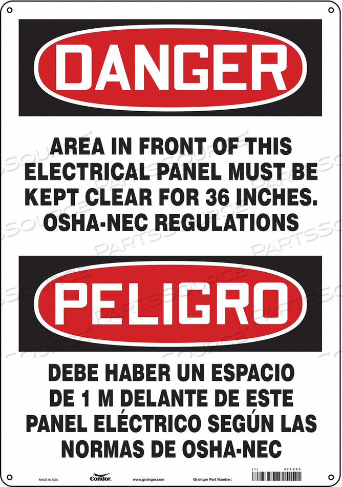 SAFETY SIGN 14 W 20 H 0.055 THICKNESS 