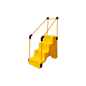 4 STEP PLASTIC STEP STAND W/ HANDRAILS - YELLOW 27"W X 38"D X 44"H by US Roto Molding