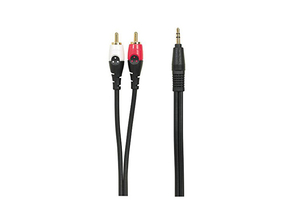 Y-CABLE, 3.5 MM DIA, 1/8 IN STEREO AUXILIARY PLUG, DUAL PHONO RCA PLUG, 6 FT by RadioShack