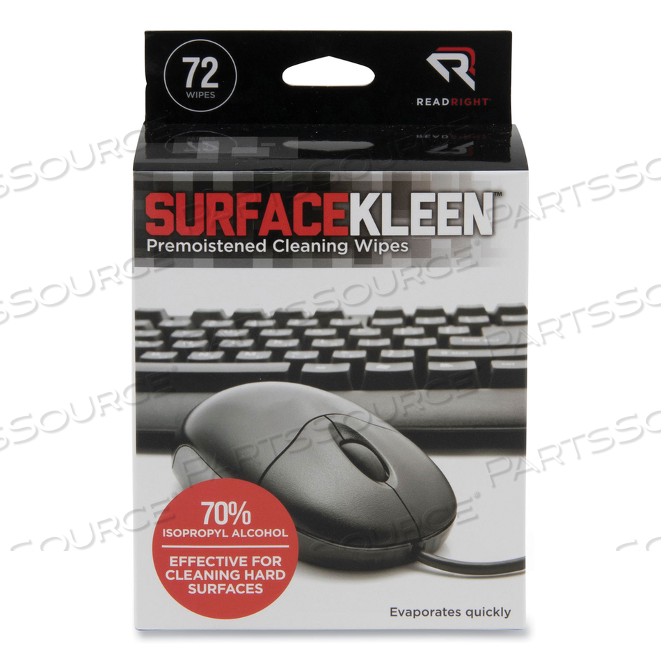 SURFACEKLEEN PREMOISTENED ALCOHOL CLEANING WIPES, 5 X 5, FOIL PACKET by Read Right