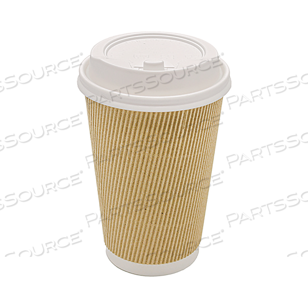 RIPPLE HOT CUPS, 16 OZ, KRAFT/WHITE by Karat RIPPLE HOT CUPS, 16 OZ, KRAFT/WHITE by Karat