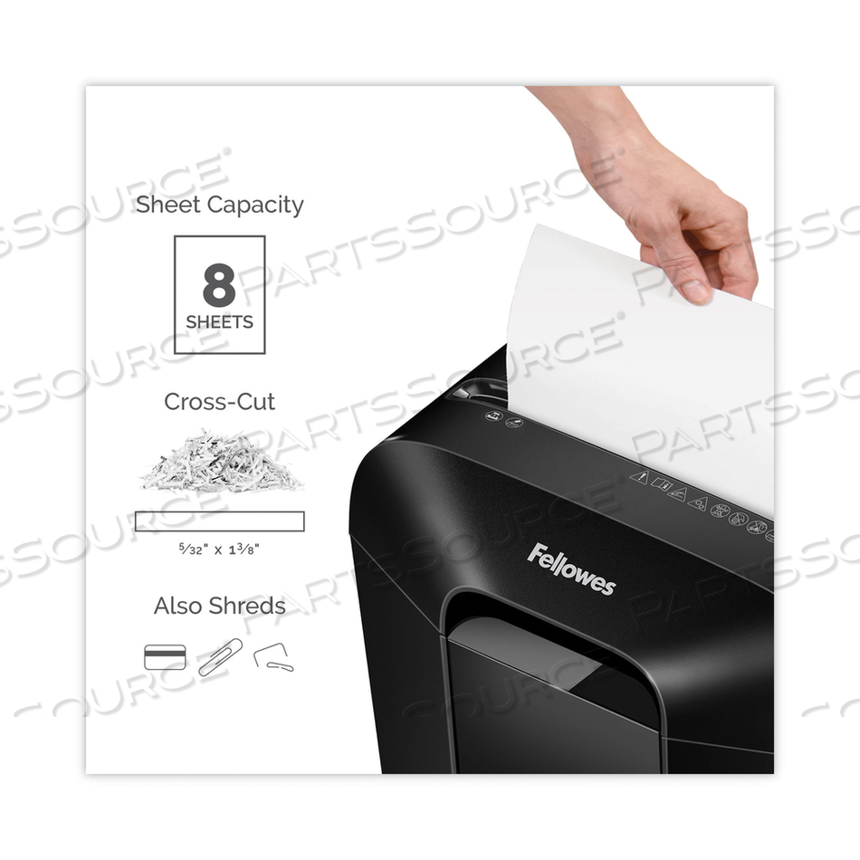 POWERSHRED LX45 CROSS-CUT SHREDDER, 8 MANUAL SHEET CAPACITY by Fellowes