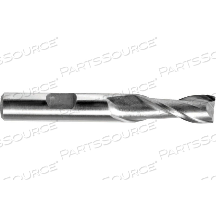 7/16" DIA., 3/8" SHANK, 13/16" LOC, 2-1/2" OAL, 2 FLUTE COBALT SINGLE END MILL, TICN 