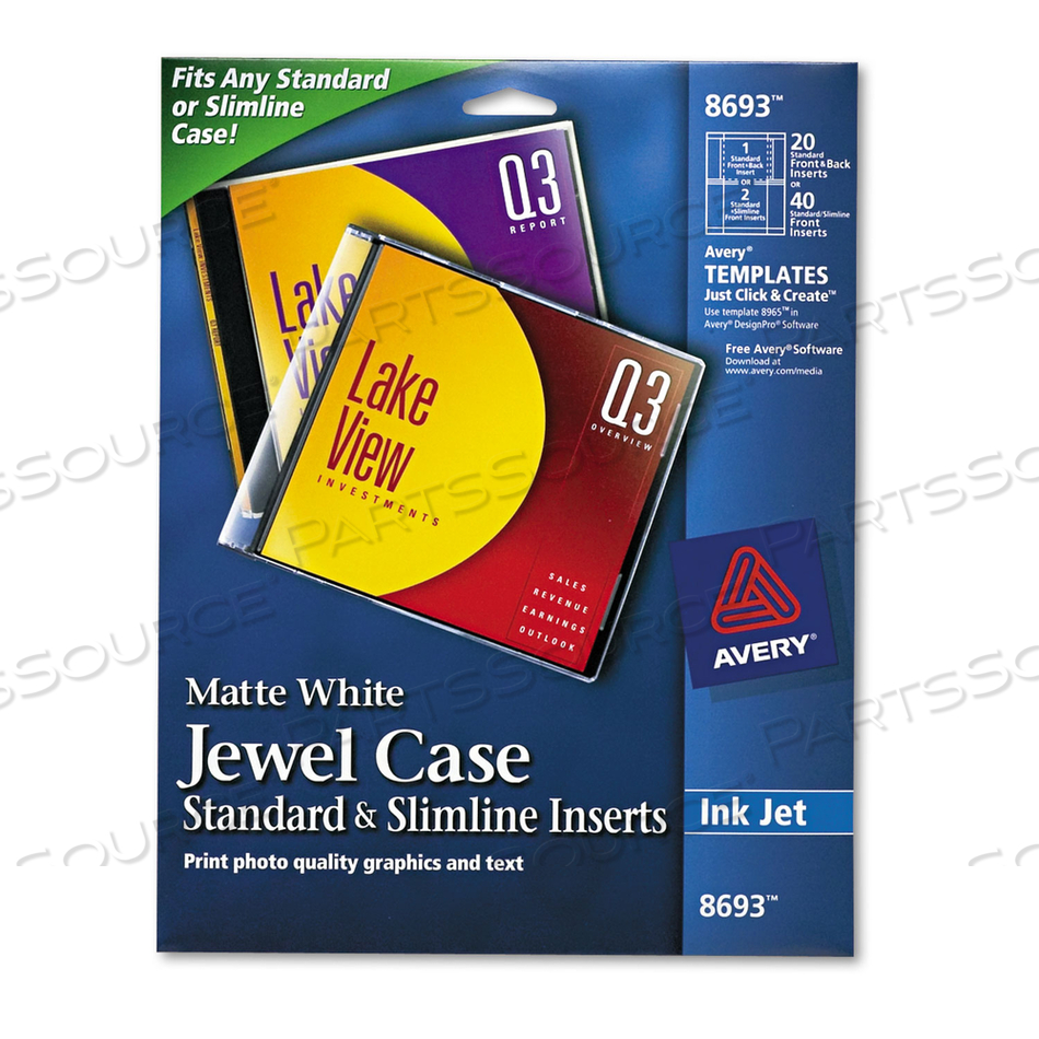 INKJET CD/DVD JEWEL CASE INSERTS, MATTE WHITE by Avery INKJET CD/DVD JEWEL CASE INSERTS, MATTE WHITE by Avery