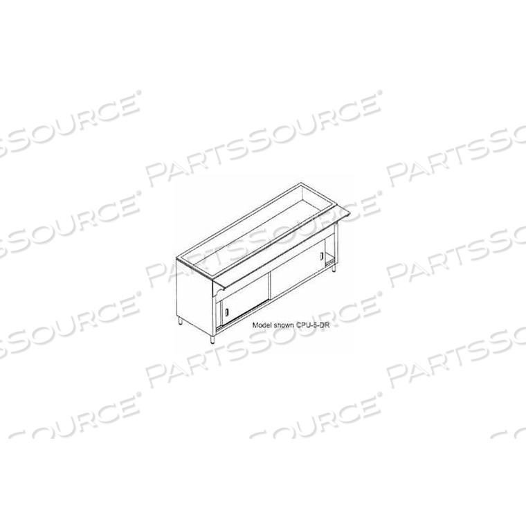 COLDPAN TABLE, 31.812"L 2-PAN SIZE, S/S CABINET BASE W/OPEN UNDERSHELF 