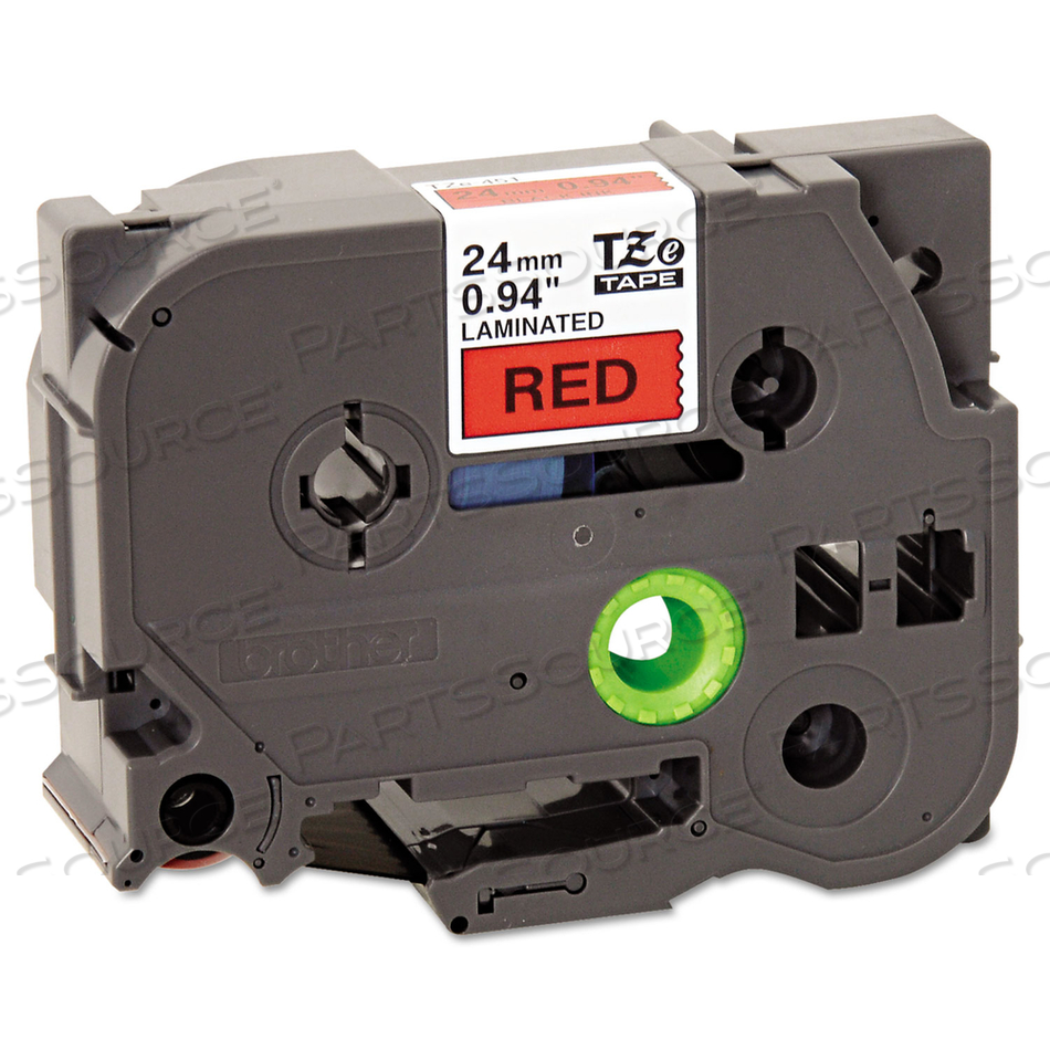 TZE STANDARD ADHESIVE LAMINATED LABELING TAPE, 0.94" X 26.2 FT, BLACK ON RED by Brother