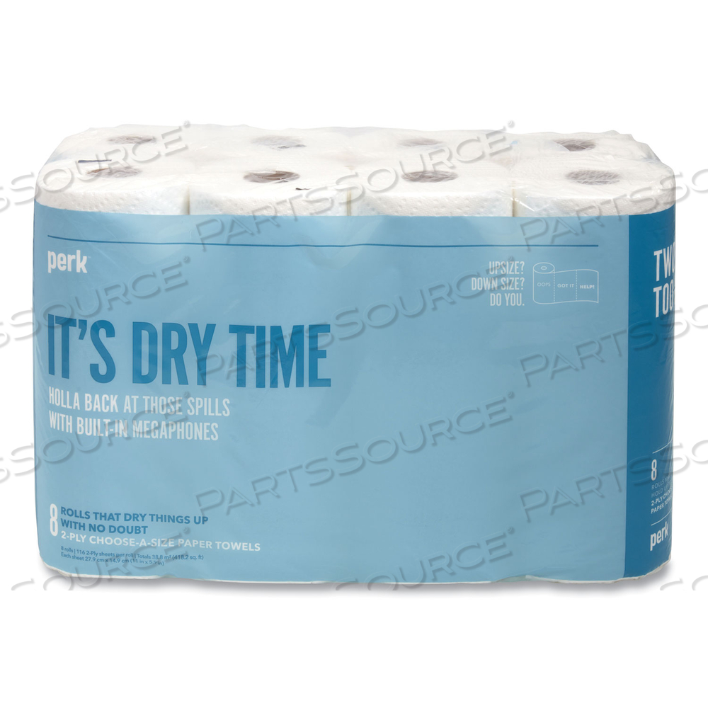 CHOOSE-A-SIZE KITCHEN ROLL PAPER TOWELS, 2-PLY, 5.9 X 11, WHITE, 116 SHEETS/ROLL by Perk CHOOSE-A-SIZE KITCHEN ROLL PAPER TOWELS, 2-PLY, 5.9 X 11, WHITE, 116 SHEETS/ROLL by Perk