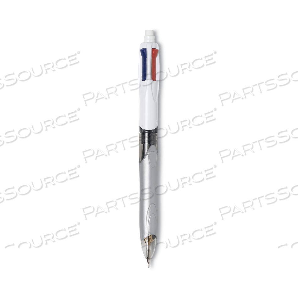 4-COLOR 3 + 1 MULTI-COLOR BALLPOINT PEN/PENCIL, RETRACTABLE, 1 MM PEN/0.7 MM PENCIL, BLACK/BLUE/RED INK, GRAY/WHITE BARREL by BIC 4-COLOR 3 + 1 MULTI-COLOR BALLPOINT PEN/PENCIL, RETRACTABLE, 1 MM PEN/0.7 MM PENCIL, BLACK/BLUE/RED INK, GRAY/WHITE BARREL by BIC