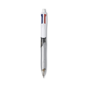 4-COLOR 3 + 1 MULTI-COLOR BALLPOINT PEN/PENCIL, RETRACTABLE, 1 MM PEN/0.7 MM PENCIL, BLACK/BLUE/RED INK, GRAY/WHITE BARREL by BIC