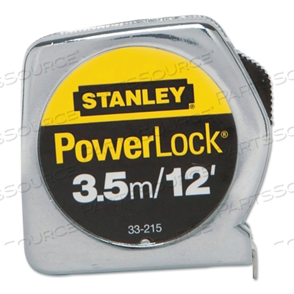 POWERLOCK TAPE RULES 1/2 IN WIDE BLADE, 12 FT X 1/2 IN, INCH/METRIC, SINGLE SIDED, CHROME by Stanley
