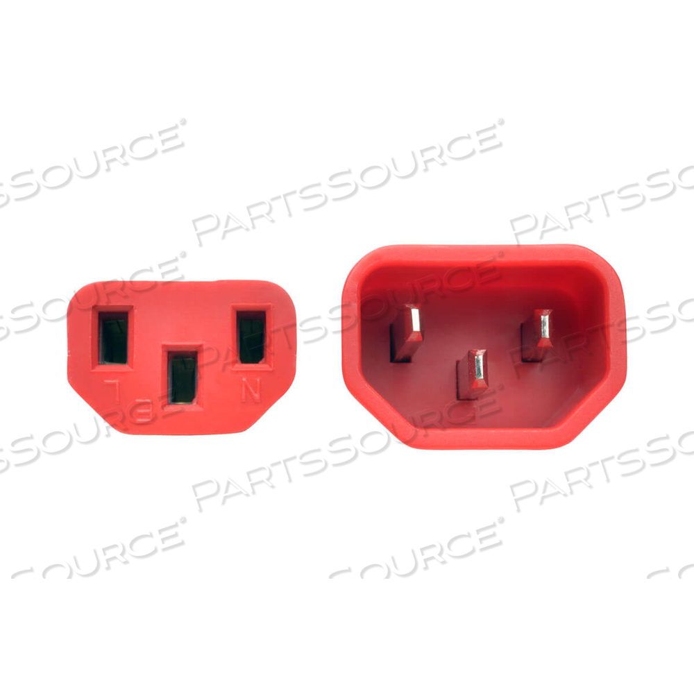 POWER CORD EXTENSION, 2 FT, 10 A, 100 - 250 V, 18 AWG, IEC 320-C14 TO IEC 320-C13, RED by Tripp Lite POWER CORD EXTENSION, 2 FT, 10 A, 100 - 250 V, 18 AWG, IEC 320-C14 TO IEC 320-C13, RED by Tripp Lite