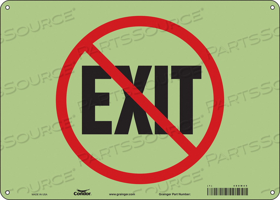 SAFETY SIGN, HORIZONTAL RECTANGLE, NUMBER OF PRINTED SIDES 1, ENGLISH, SIGN FORMAT OTHER FORMAT, SIGN LEGEND (NO) EXIT, SIGN LEGEND BACKGROU by Condor
