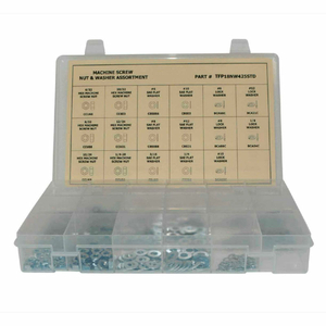 650 PIECE MACHINE SCREW NUT & WASHER ASSORTMENT - #6 TO 1/4" - STEEL - ZINC by Titan Fasteners