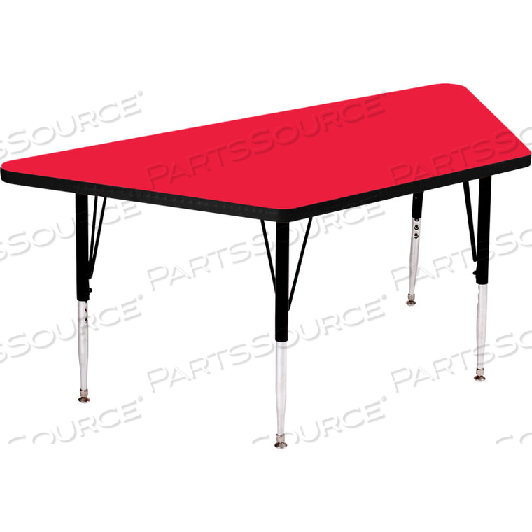 ACTIVITY TABLES, 48"L X 24"W, STANDARD HEIGHT, TRAPEZOID - RED 