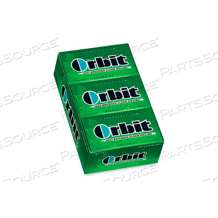 WRIGLEY ORBIT CHEWING GUM, SPEARMINT, 14 PIECES/PACK, 12/BOX by Marjack