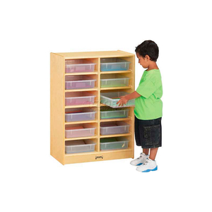 MOBILE CUBBIE W/12 CLEAR PAPER-TRAYS, 24-1/2"W X 15"D X 35-1/2"H, BIRCH PLYWOOD by Jonti-Craft Inc