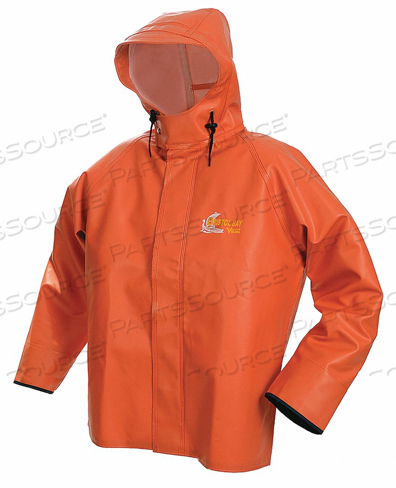 G5389 RAIN JACKET W/HOOD 0.75MM PVC ORANGE XL by Viking