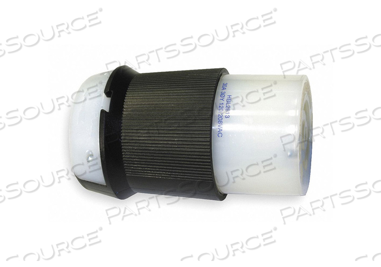 LOCKING CONNECTOR, 30A, 120/208V 3 PHASEY, 4P 5W NYLON BLACK/WHITE by Hubbell Incorporated, Wiring Device-Kellums