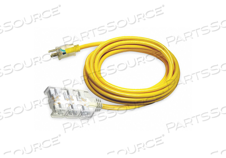 POWER CORD EXTENSION, 100 FT, 15 A, 125 VAC, 12 AWG, NEMA 5-15P TO NEMA 5-15R, YELLOW by Power First POWER CORD EXTENSION, 100 FT, 15 A, 125 VAC, 12 AWG, NEMA 5-15P TO NEMA 5-15R, YELLOW by Power First