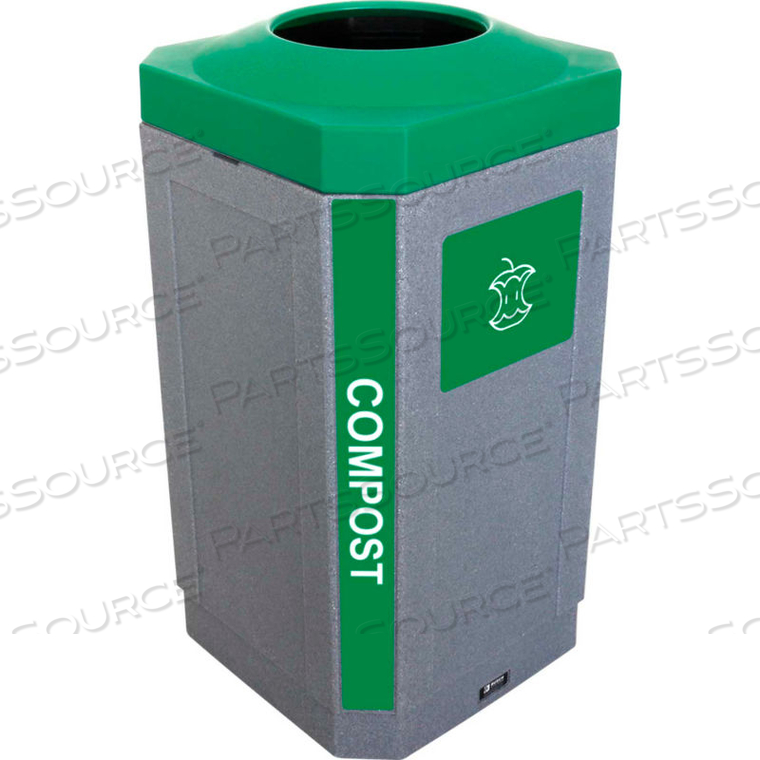 INDOOR OCTO CONTAINER - COMPOST, 32 GALLON - GRAYSTONE by Busch Systems International Inc