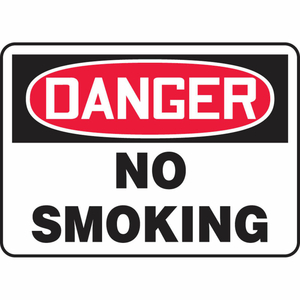 DANGER SIGN, NO SMOKING, 14"W X 10"H, ADHESIVE VINYL by Accuform Manufacturing, Inc.