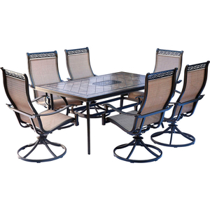 HANOVER MONACO 7-PIECE PATIO DINING SET WITH 6 SLING SWIVEL ROCKERS AND A TILE-TOP DINING TABLE by Almo