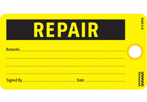 RPR TAG 3 X 5-3/4 IN BK/YEL PK25 by Electromark